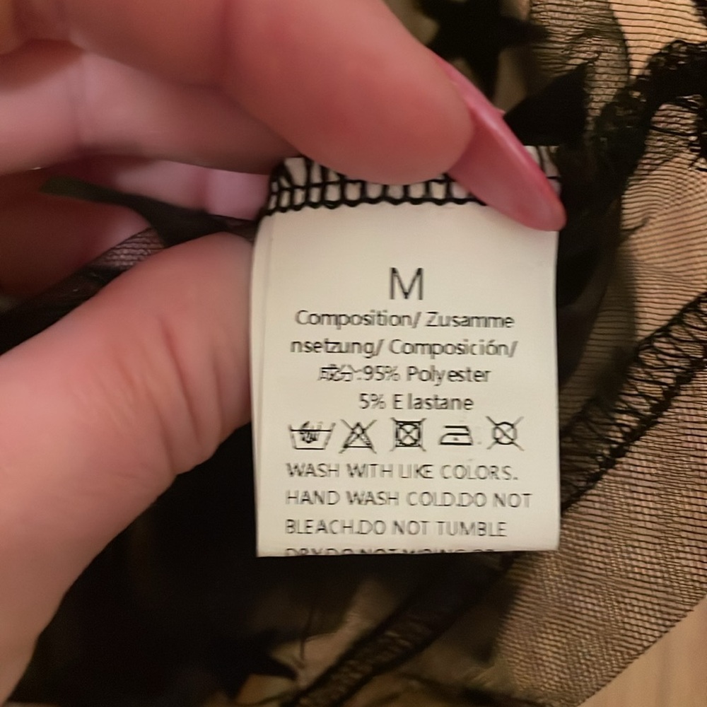 Black Graphic Mesh Crop Top with Short Sleeves 2 for 1 deal $5 - Picture 8 of 8